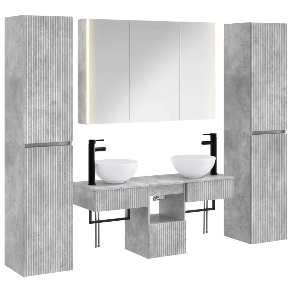 Set di mobili per il bagno 6 pcs Grigio Cemento 3407186