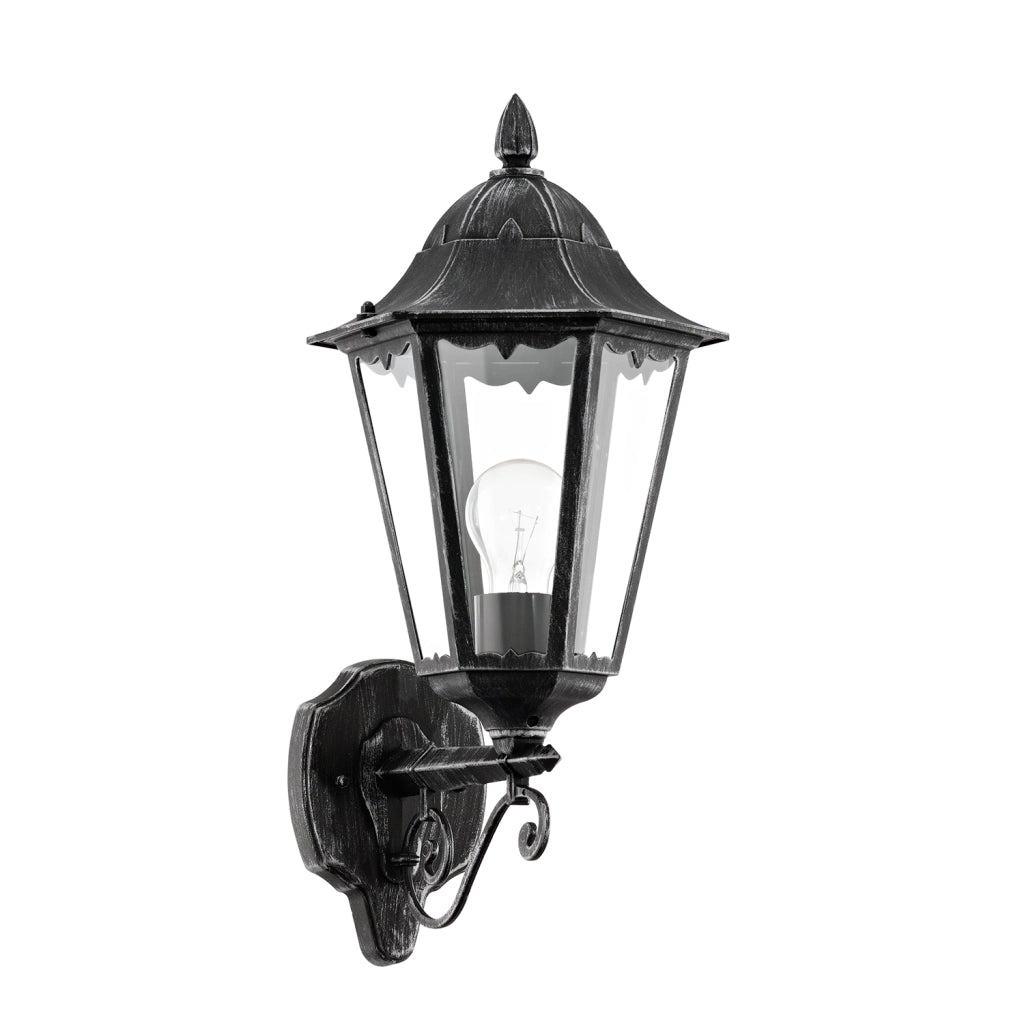 Applique Esterno Verso Alto Classica Navedo Alluminio Nero 1 Luce E27 H42,5Cm