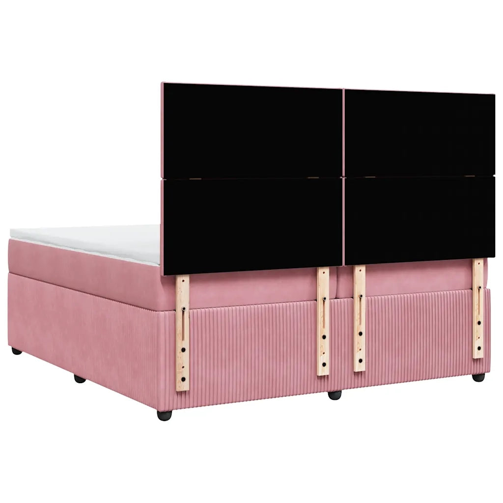 Giroletto a Molle con Materasso Rosa 200x200 cm in Velluto 3292429