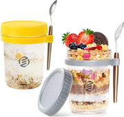 Set di Overnight Oats in Jar di Mason - Muesli - Bicchieri per Avena - Kit per la Colazione