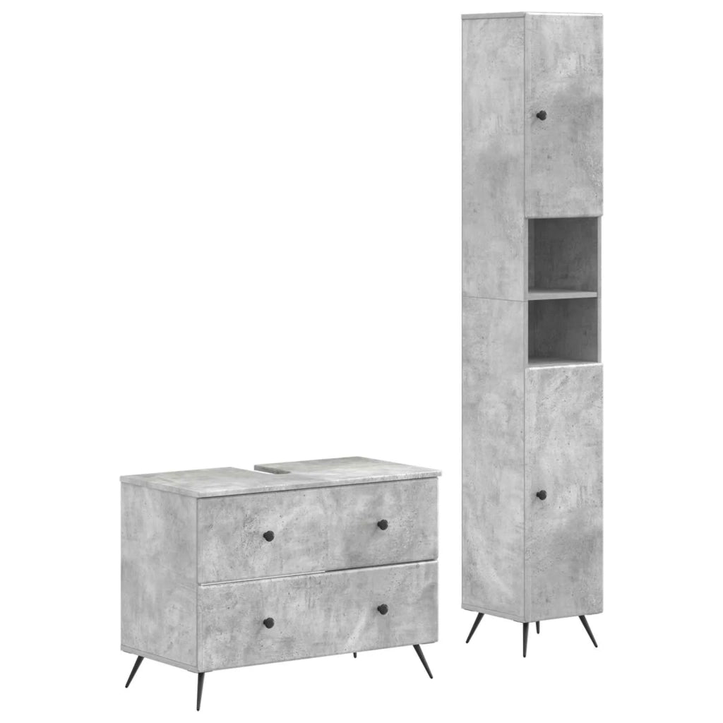 Set di Armadi da Bagno da 2 Pezzi BREDA Grigio Cemento 3417561