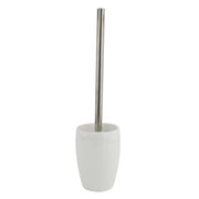Trade Shop - Porta Scopino Bianco Pelle Con Scopettino Wc Accessorio Arredo Bagno Elegante 87789 -