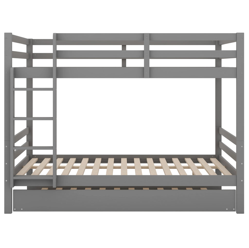 Letto a castello 140x200 cm con letto estraibile; scala; pino e MDF; grigio