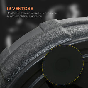 Punching Ball da Terra 147-165 cm con Base Riempibile e Ventose in PU e Plastica Nero