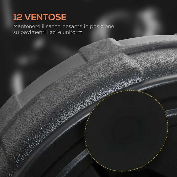 Punching Ball da Terra 147-165 cm con Base Riempibile e Ventose in PU e Plastica Nero