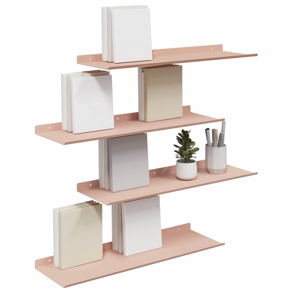 Mensola sospesa 4 pcs Rosa 60 x 18 x 2,5 cm Acciaio 8004023