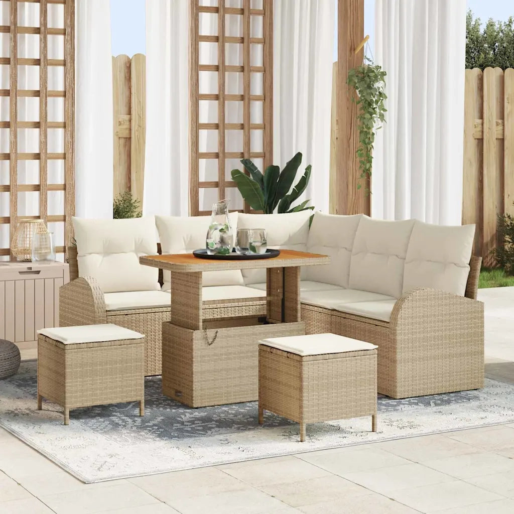 Set Divano da Giardino con cuscino 8 pcs Beige e Crema 3364346