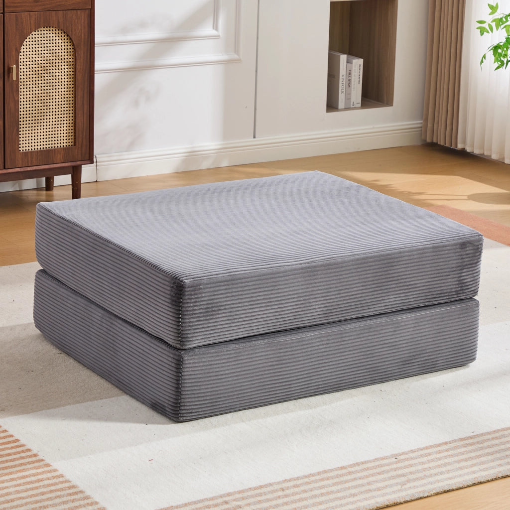 POUF Pieghevole 109x95x43 cm in Corduroy Grigio Scuro