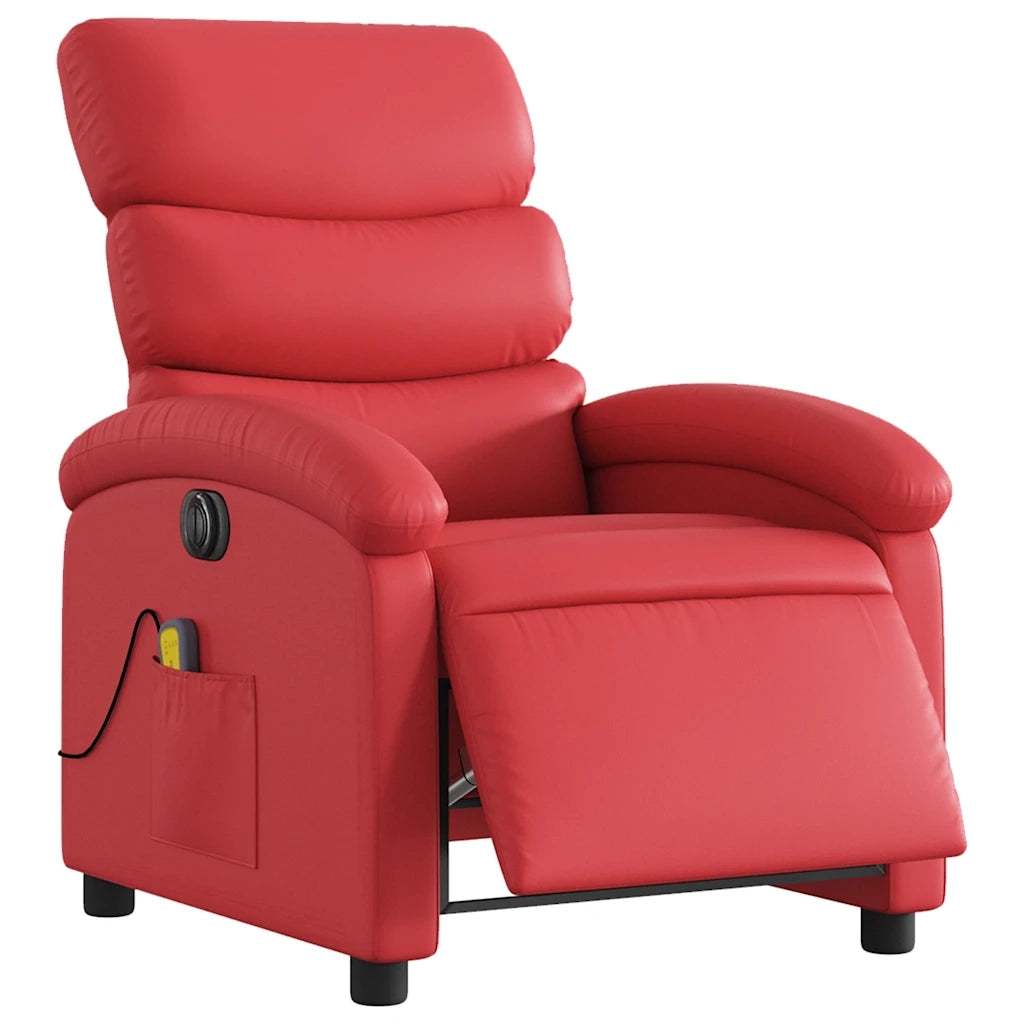Divano Sedia-Poltrona Massaggio Elettrica Reclinabile Rosso Similpelle 562156