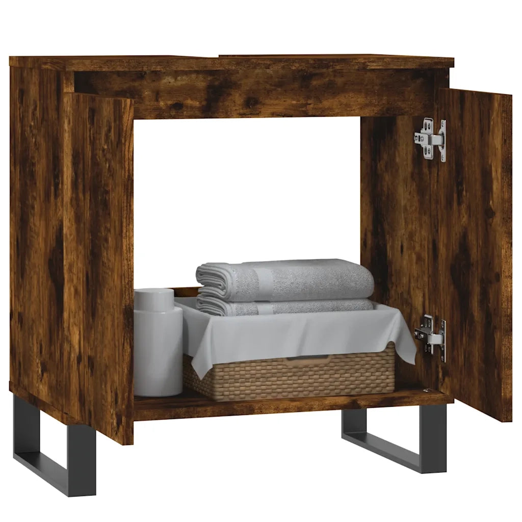 Armadietto Bagno Rovere Fumo 58x33x60 cm in Legno Multistrato 831593