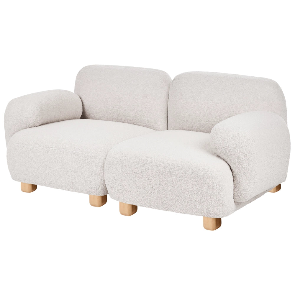 Divano componibile a 2 posti in tessuto due moduli angolari gambe in legno bianco sporco stile moderno
