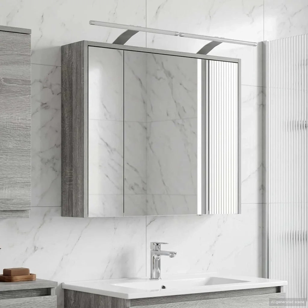 Mobiletto per specchio da bagno Grigio Sonoma