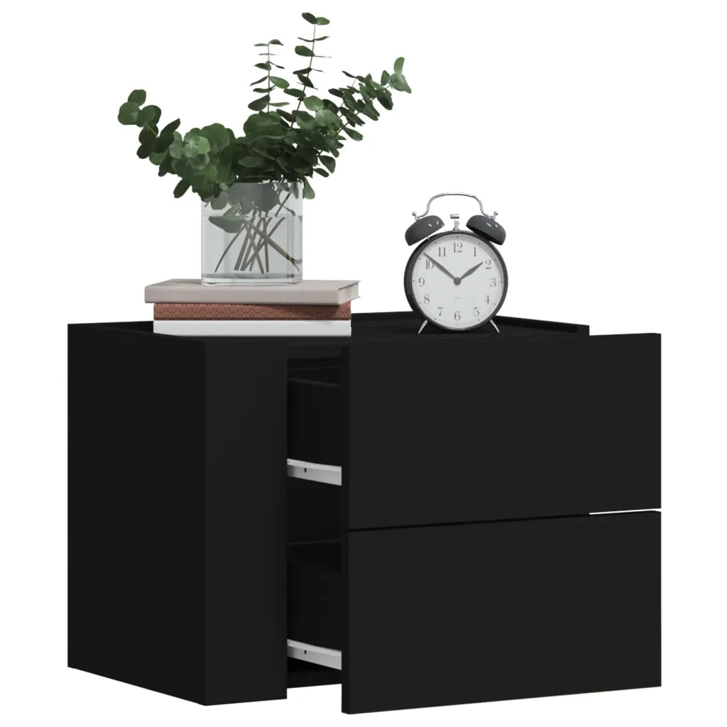 Comodino a Muro Nero 45x30x35 cm 848327