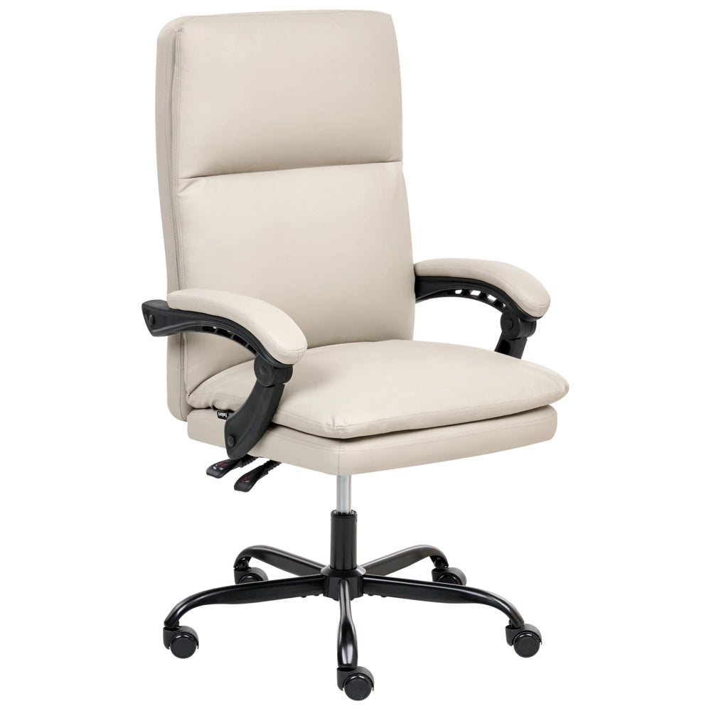 Sedia da ufficio direzionale Beige Chiaro Rivestimento in ecopelle Regolazione dell'altezza della seduta Imbottitura girevole