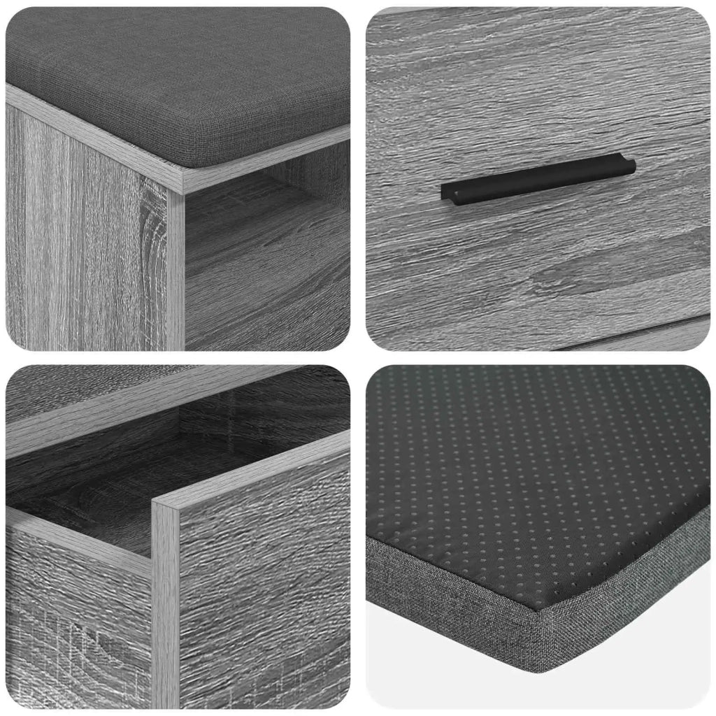 Panca per ingresso con cuscino Sonoma grigia 80 x 38 x 46 cm