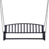 Dondolo Sospeso da Giardino con 2 Posti, Romantica Panchina in Metallo Nero per Esterni, 127 x 60 x 47cm