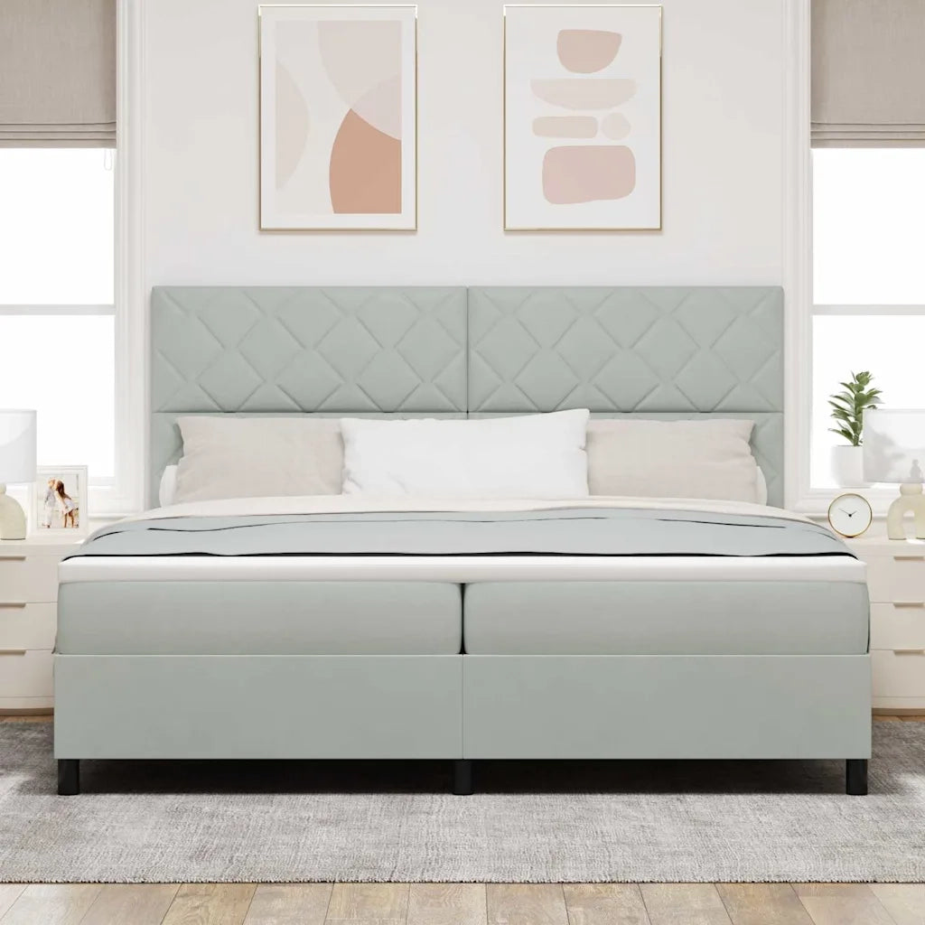 Letto a Sorgente LED Grigio chiaro 200 x 200 cm Tessuto 3343400