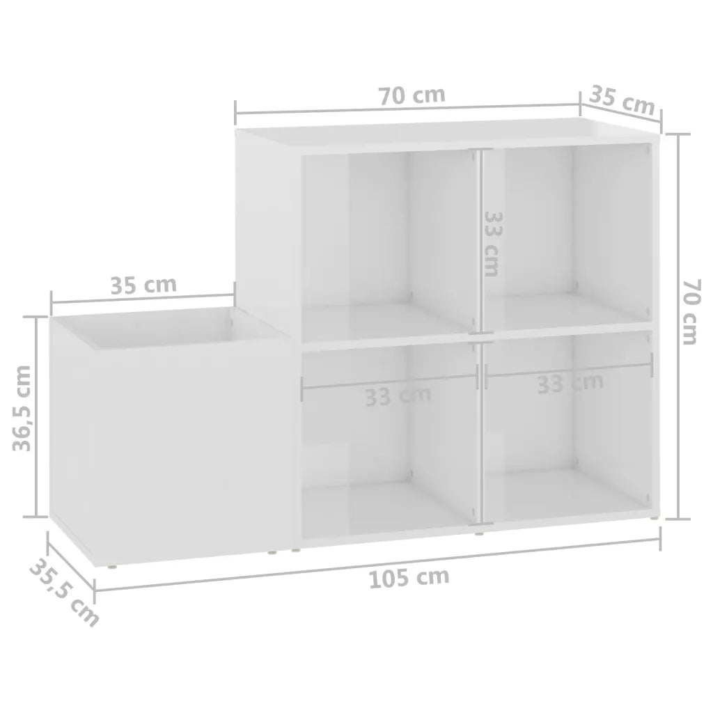 Scarpiera Ingresso-Scaffale per scarpe Bianco Lucido 105x35,5x70 Legno Multistrato