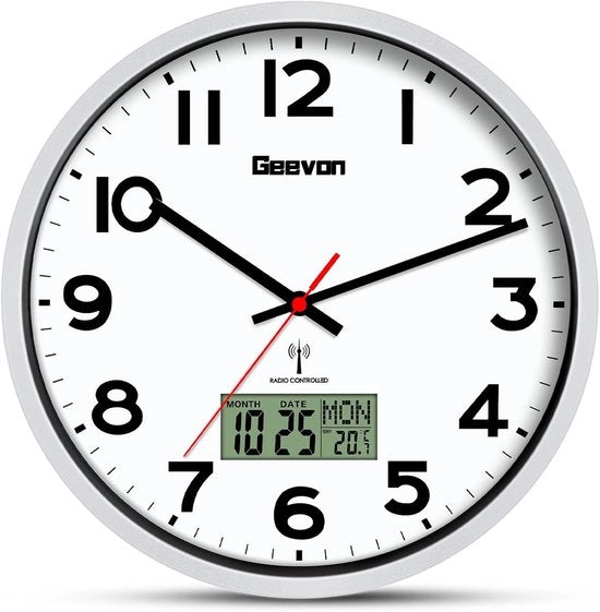 Orologio digitale senza tic, 30 cm orologio radiocontrollato con visualizzazione temperatura, orologi, orologio digitale, orologio da parete per salotto, orologio da parete per cucina, stile orologio da parete Seiko 

Modello: DCF 
Codice prodotto: 123456