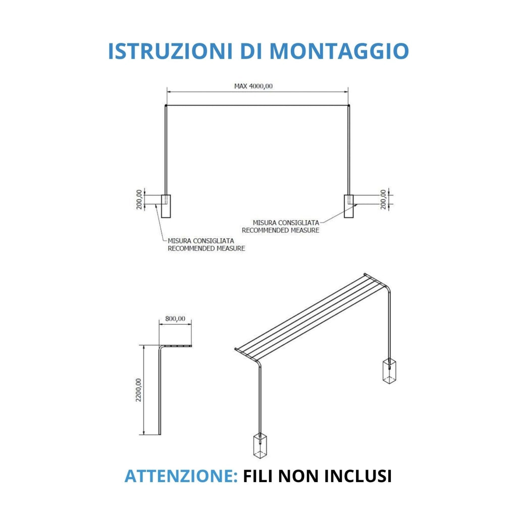 Andrys Stendi Biancheria Esterno Non Smontabile Argento H220cm (Filo 30m)