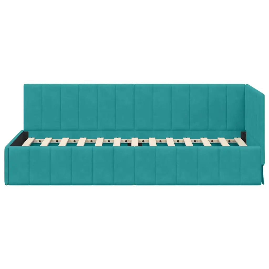 Cornice del letto ad angolo Turchese 80 cm x 200 cm Velluto