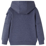 Felpa con Cappuccio e Cerniera per Bambini Blu Scuro Mélange 104 12950