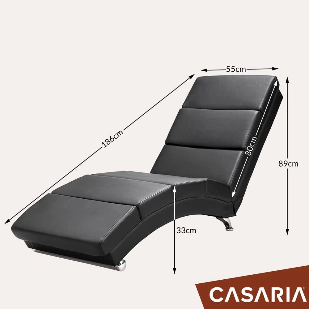® Poltrona Chaise Longue Funzione Massaggiante e Termica 186x89x55cm Lettino Relax Sdraio Ergonomico in Tessuto Imbottito Portata 180 kg Soggiorno Ufficio Interno Reclinabile Lettura