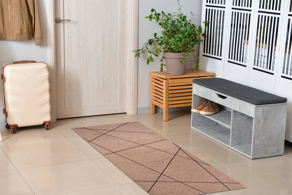 Tappeto Arredo Moderno Morbido in Ciniglia Ingresso Antiscivolo Prodotto Italiano  Soggiorno Camera Salotto Disegni Piazzati Cotone Varie Misure Grande Quarzo/Prugna - 65x115 cm