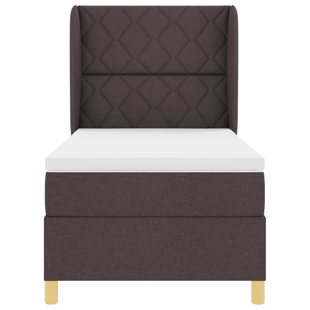 Letto con Box Spring e Materasso Marrone Scuro 100x200 cm Tessuto