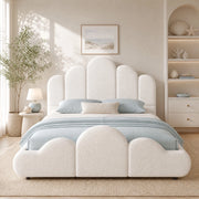 Letto per bambini imbottito 140x200 cm in bouclé beige con testiera e struttura con rete a doghe