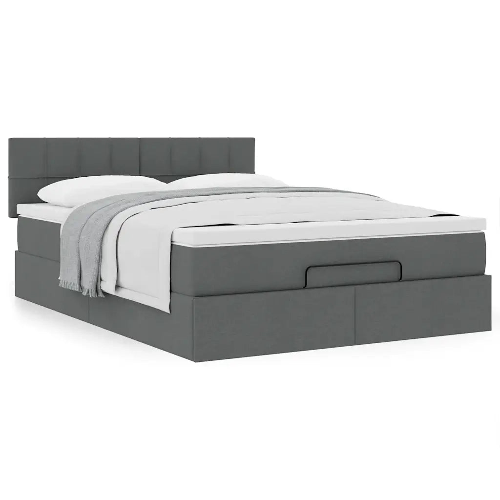Pouf Letto con Materasso Grigio Scuro 140x200 cm in Tessuto 3311464