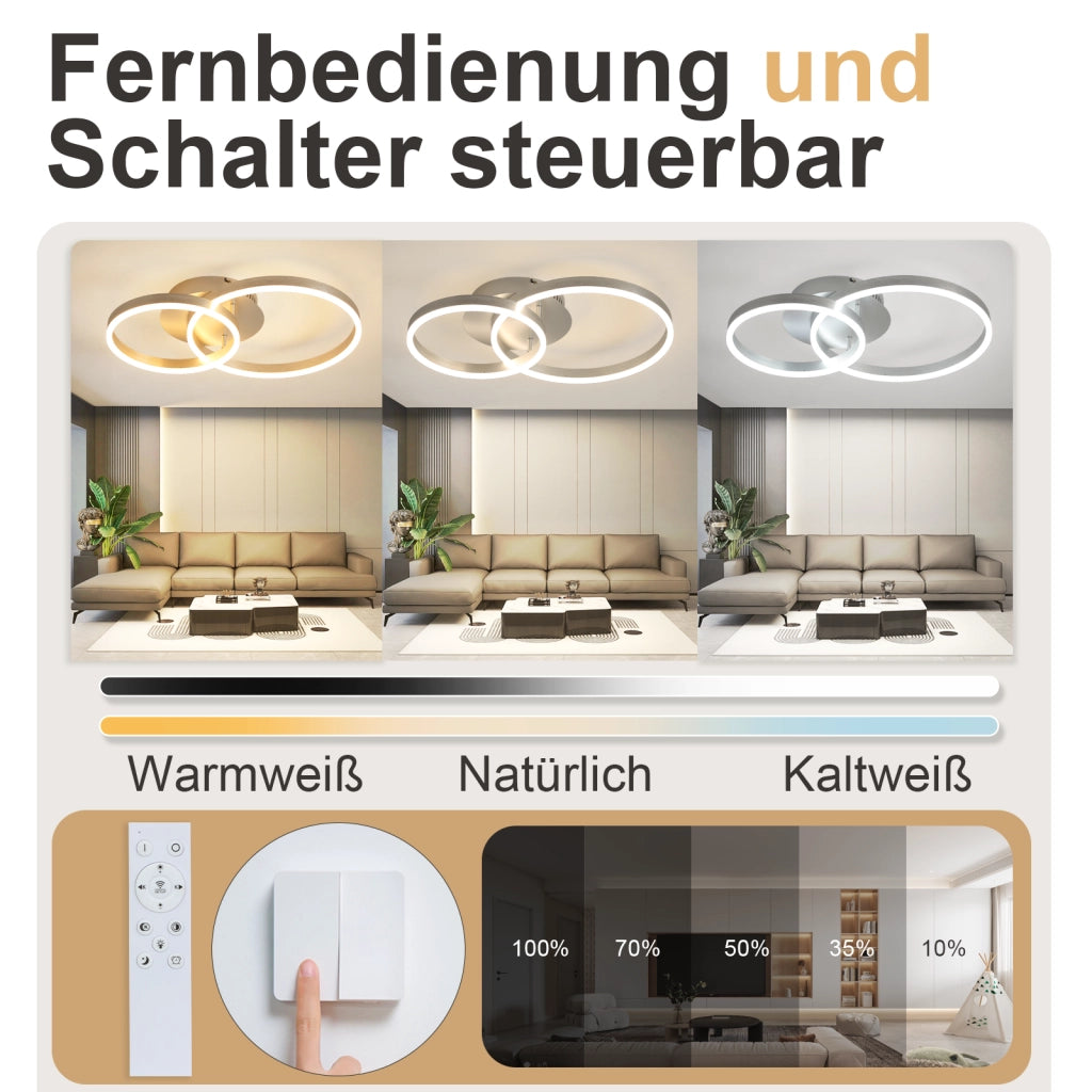 ZMH Lampada da soffitto plafoniera LED moderna 59 cm dimmerabile telecomando oro 46W