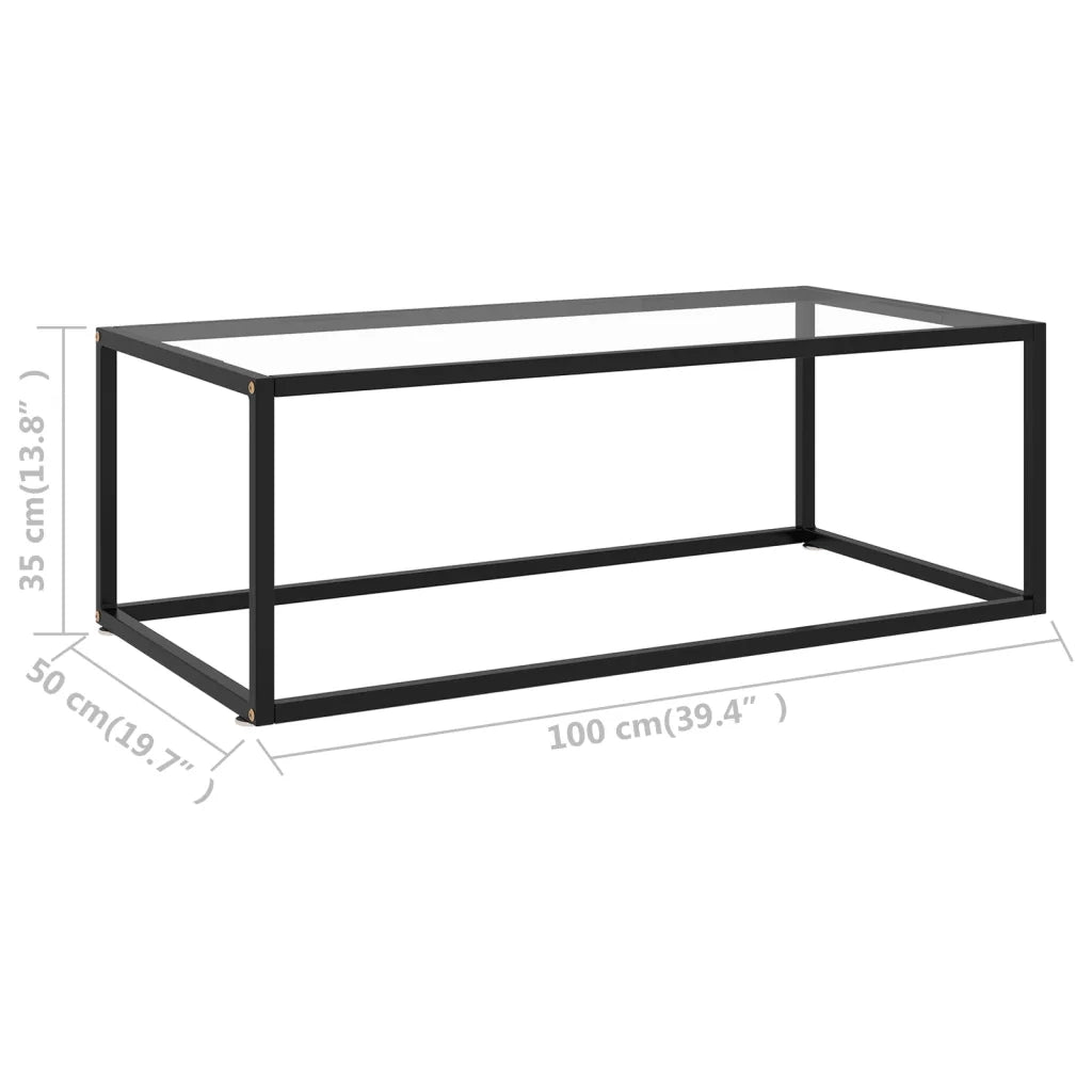 Tavolino da Salotto-Tavolino da soggiorno Nero con Vetro Temperato 100x50x35 cm