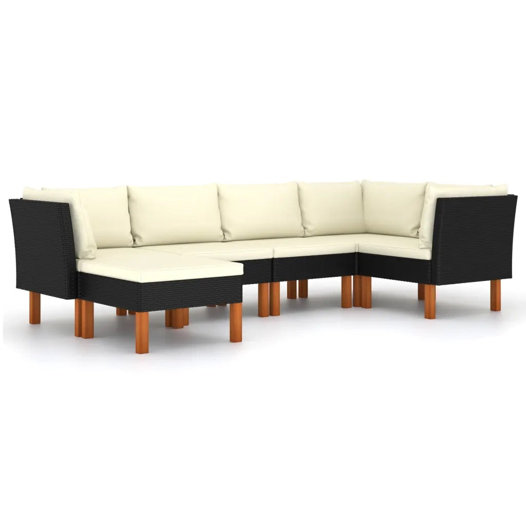 Set Divani da Giardino 6 pz con Cuscini in Polyrattan Nero 3059734