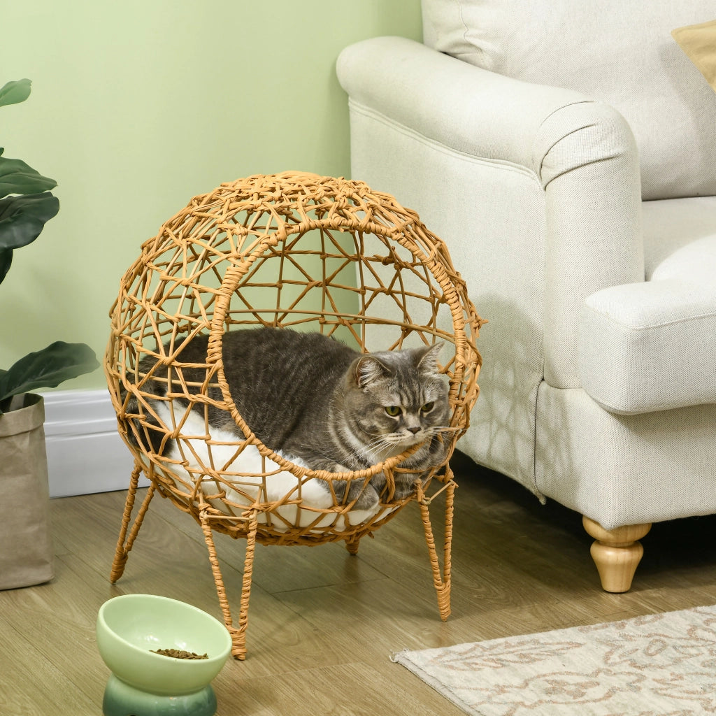 Letto per gatti in rattan con cuscino ¨C Zephmum ¨C Marrone ?45x57 cm