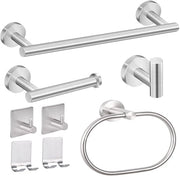 Set di accessori da bagno 8 pezzi - acciaio inox - argento