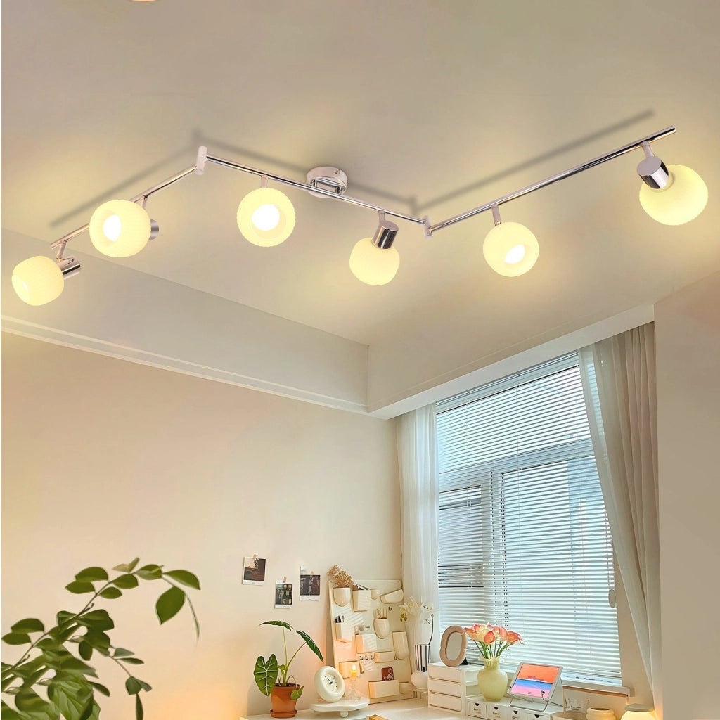 ZMH Faretto da soffitto 6 luci E14 vetro bianco moderni per soggiorno