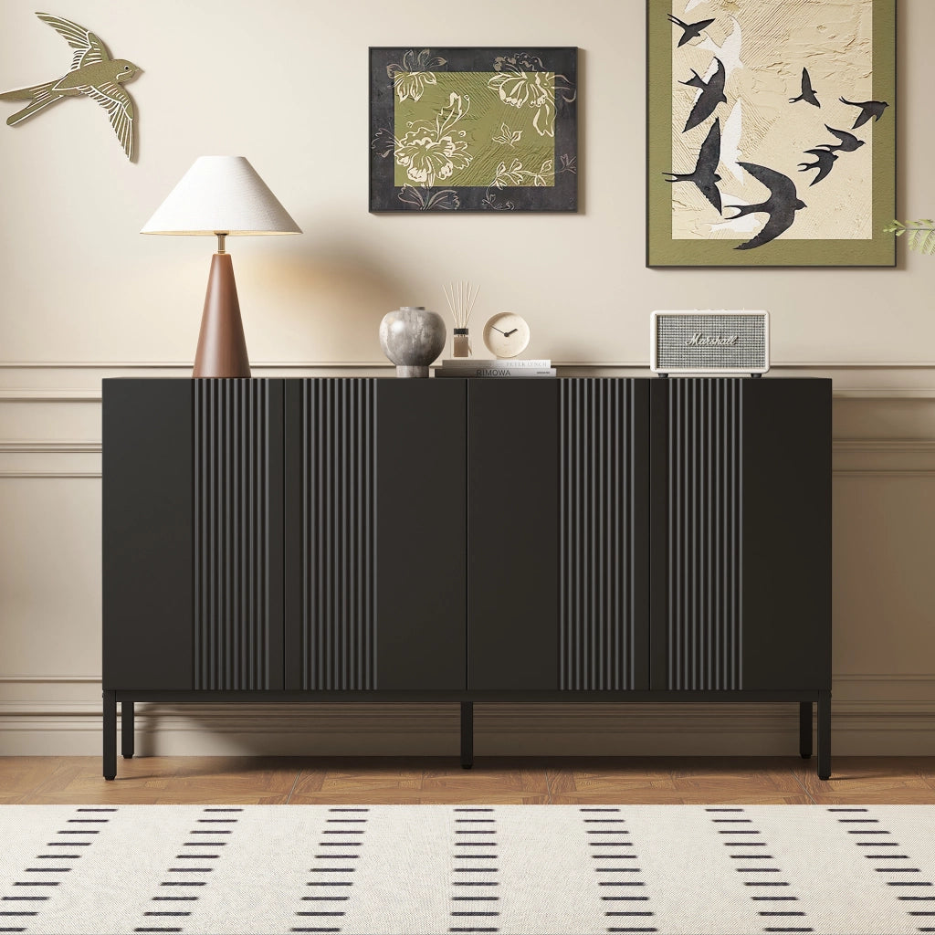 Credenza 4 Ante Moderna ¨C Xylo ¨C Nero, Soggiorno e Cucina