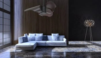 Vam Ventilatore da soffitto a risparmio energetico RAFFAELLO 112 cm nero con pale ABS colore noce telecomando 6 velocitÃ