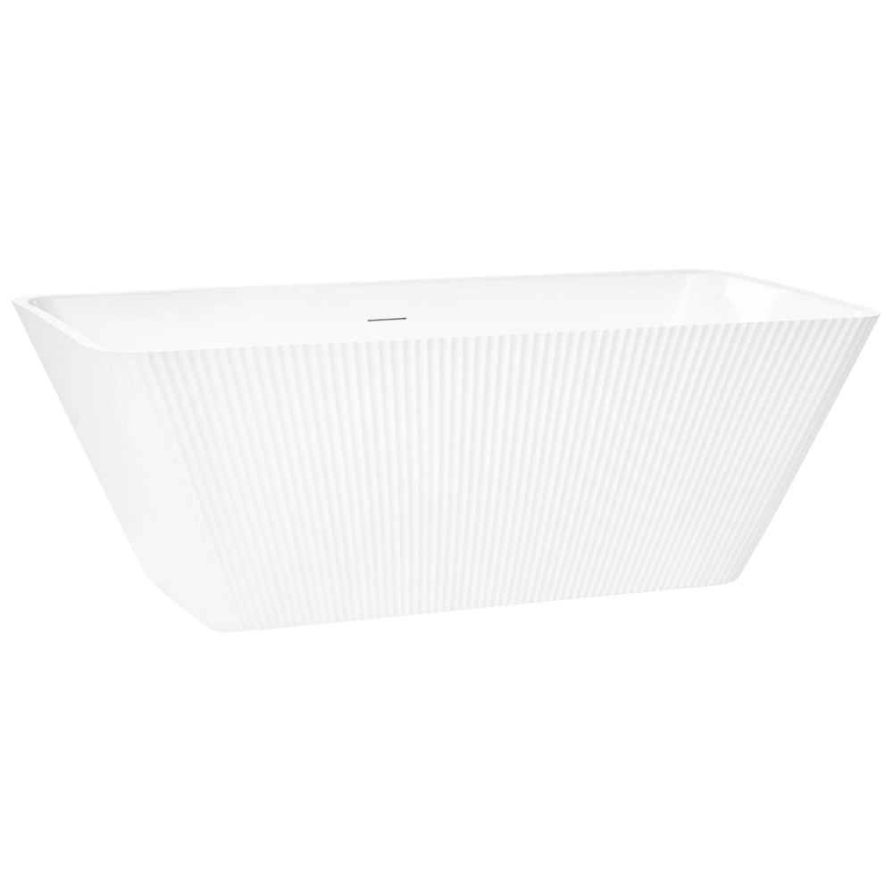 Vasca da bagno freestanding in acrilico design moderno con bordi scanalati 170 cm bianca