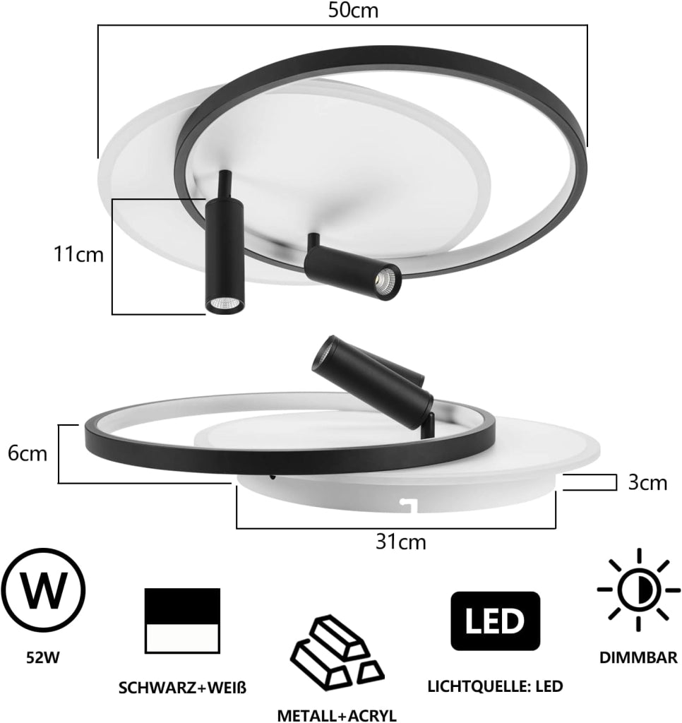 ZMH Faretto da soffitto LED 2 luci acrilico moderni dimmerabili per soggiorno
