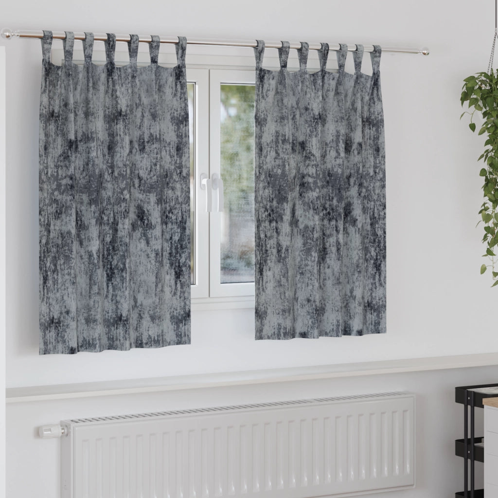 Tende in Velluto 2 pz con Bottoni a Tab Grigio Argento 140x140 cm