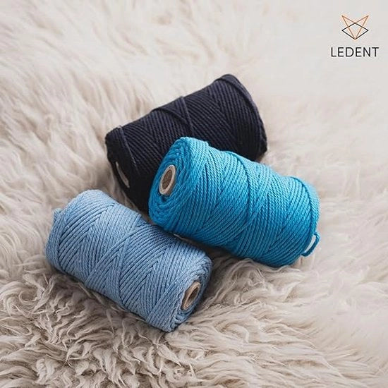 Set di filo macramé / Corda in cotone per progetti di fai da te / Realizzato con 100% cotone naturale 2mm, 3 x 70M/3