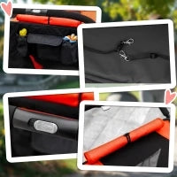 Passeggino per Cani Pieghevole con Ingressi a Cerniera e Finestre a Rete, 112x65x100 cm, Nero e Rosso