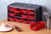 Rullo con separatore pieghevole in plastica, 12 carichi, colore nero/rosso, unità di misura