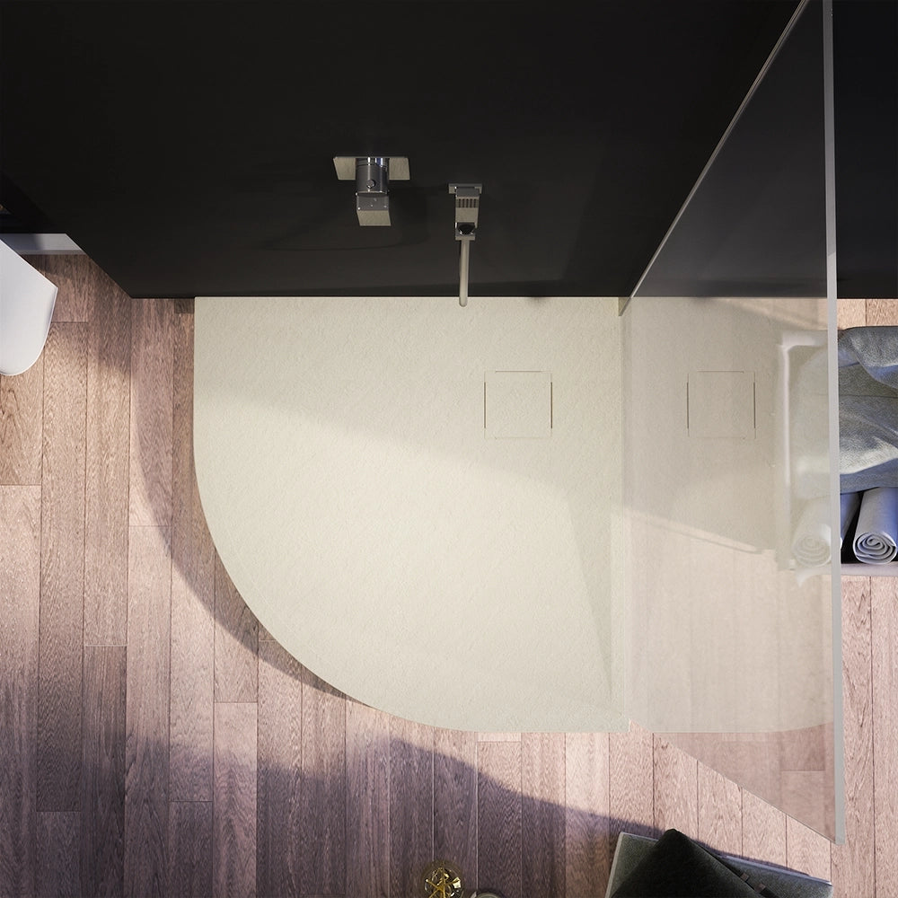 Piatto doccia 80x80 cm semicircolare colore avorio effetto pietra | Samos