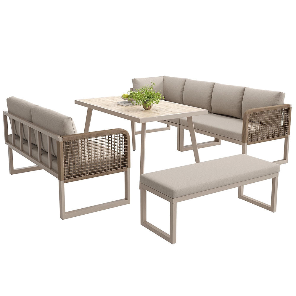 Set da giardino in rattan PE - Xylo - Per 6/8 persone resistente alle intemp¨¦rie beige