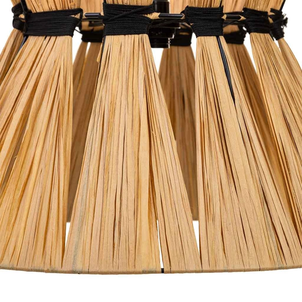 Lampada da soffitto in rafia e metallo marrone 41x41x31h cm