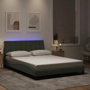 Giroletto con LED senza Materasso Hanko Grigio Chiaro 140x190 cm in Velluto