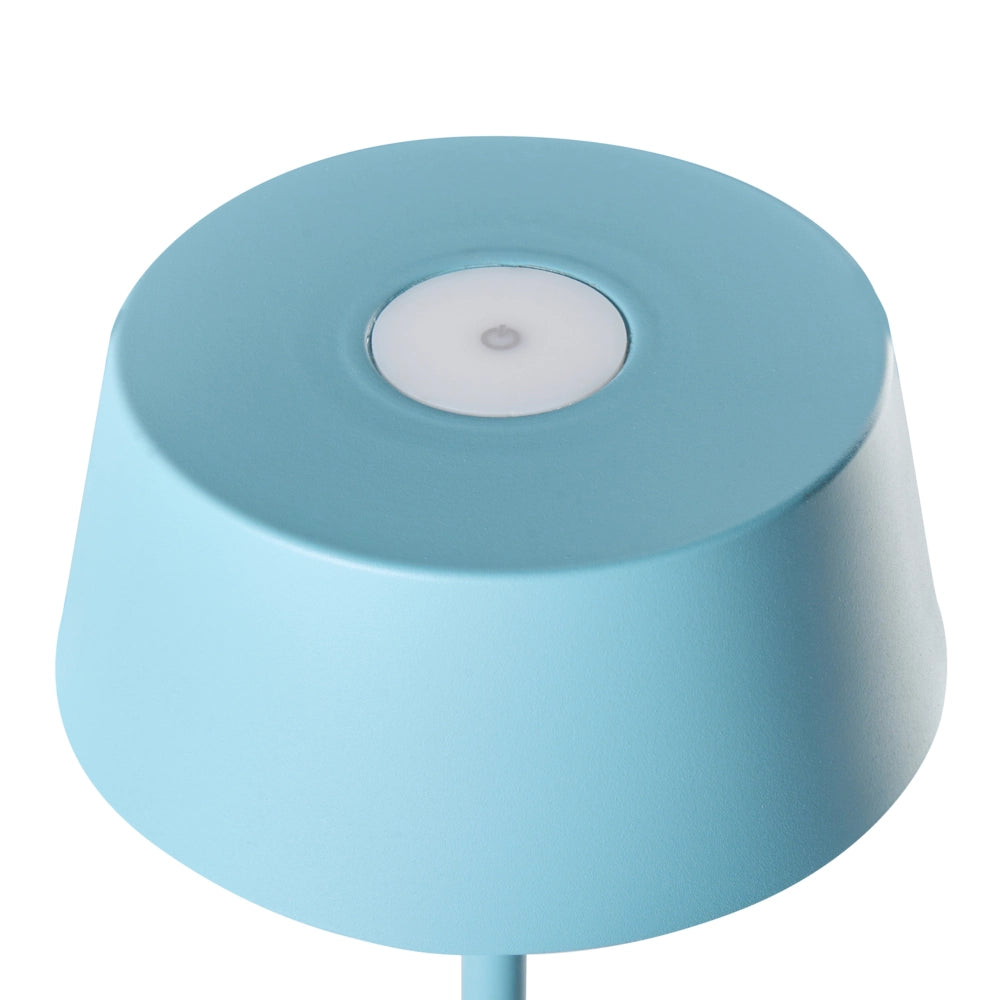 Lampada da tavolo wireless blu in metallo da interno ed esterno con porta USB C ricaricabile